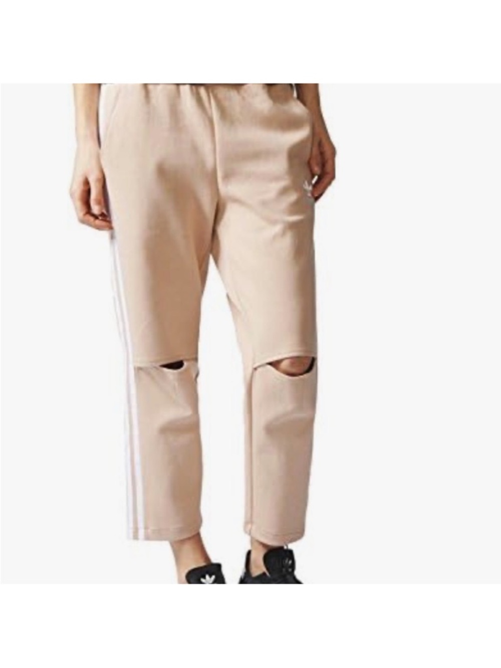 Adidas Beige Track Pants with Knee Cutouts